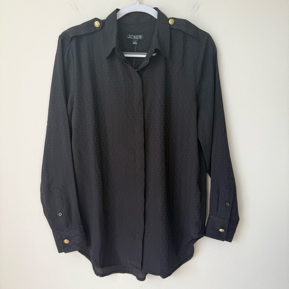 NWT J. Crew Drapey Jacquard-Print Shirt Black - Picture 3 of 8